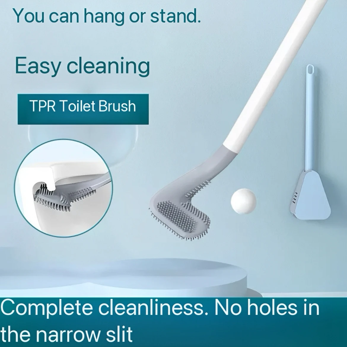 Silicone Toilet Brush Long Handle Wall Mounted Bathroom Cleaning Brush No Dead Ends WC Scrubber For Home