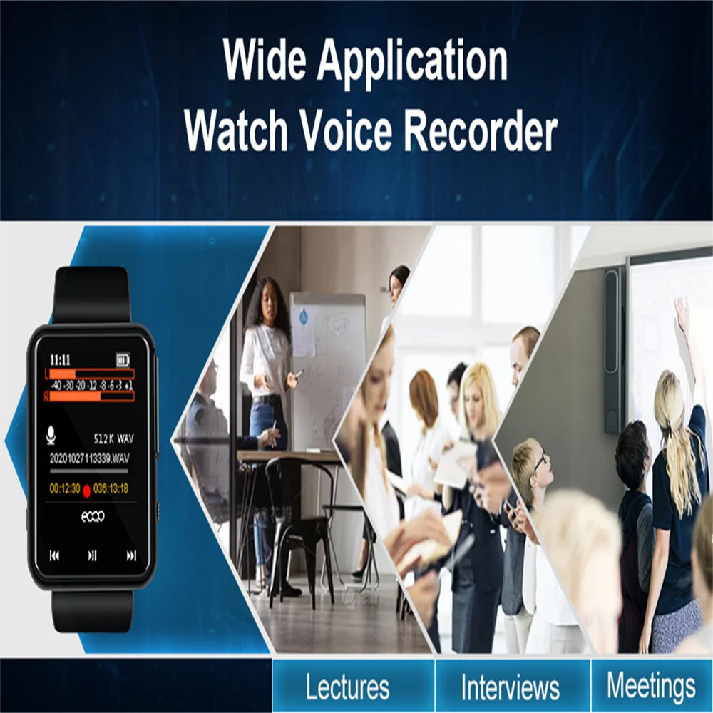 Voice Recorder Watch,32GB Wristband Bracelet Recording Device, Noise Cancellation Sound Recorder with Password FM Radio