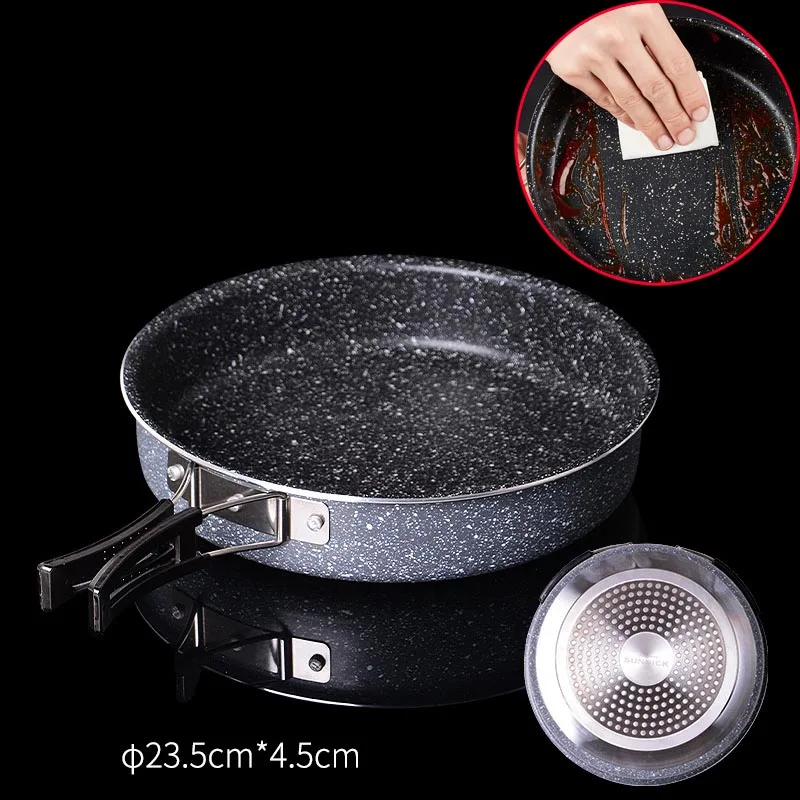 Camping Folding Non-Stick Frying Fry Pan Frypan for Outdoor Hiking Picnic Backpacking Maifan Stone Folding Frying Pan