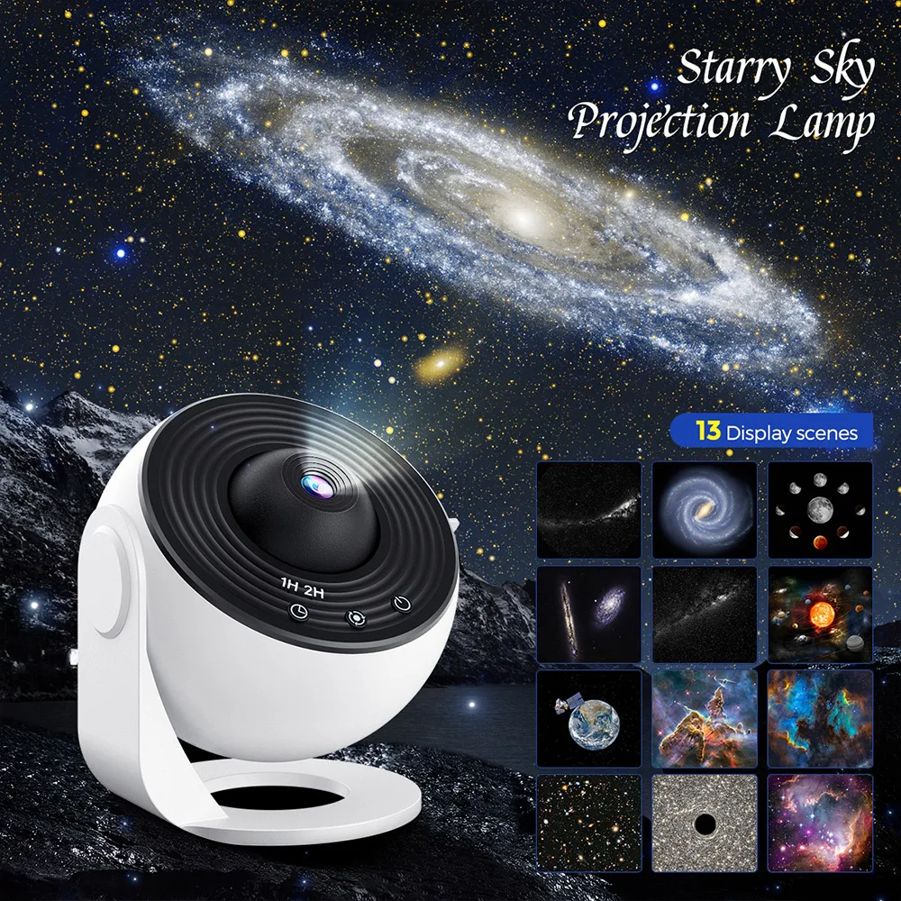 Galaxie-Projektor für Schlafzimmer, HD-Bild-Sternprojektor, verstellbarer Galaxie-Lichtknopf, 13 Filmscheiben, Planetariumsprojektor für Ki