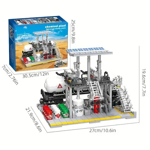 화학 공장 시리즈 빌딩 블록, 천연 가스 저장 센터 실험실 운송 스테이션 모델 브릭, 어린이 크리스마스 선물