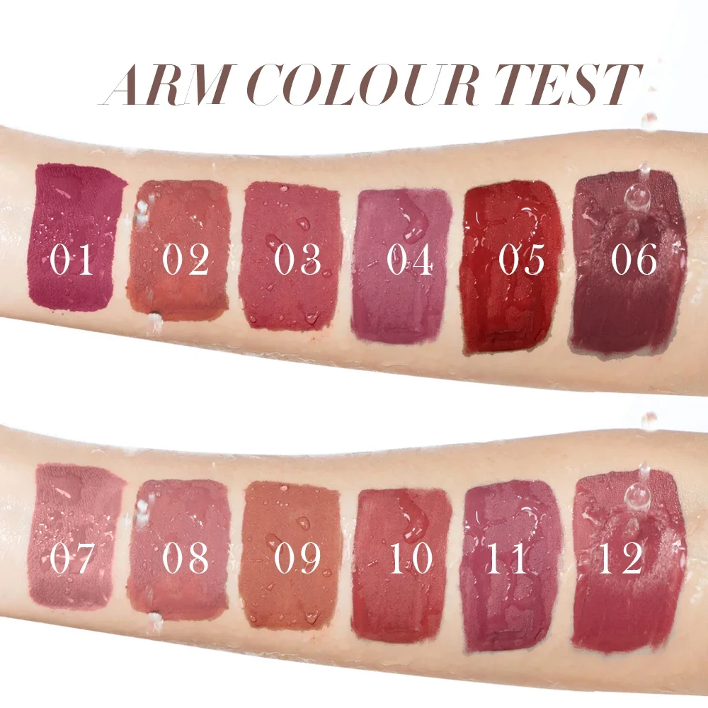 Flüssiger Lippenstift, heiße sexy Farben, Lippenfarbe, wasserdicht, langlebig, matt, Lipgloss, Lippen-Set, lichtecht, Lippenglasur, Lippen-Make-up-Set