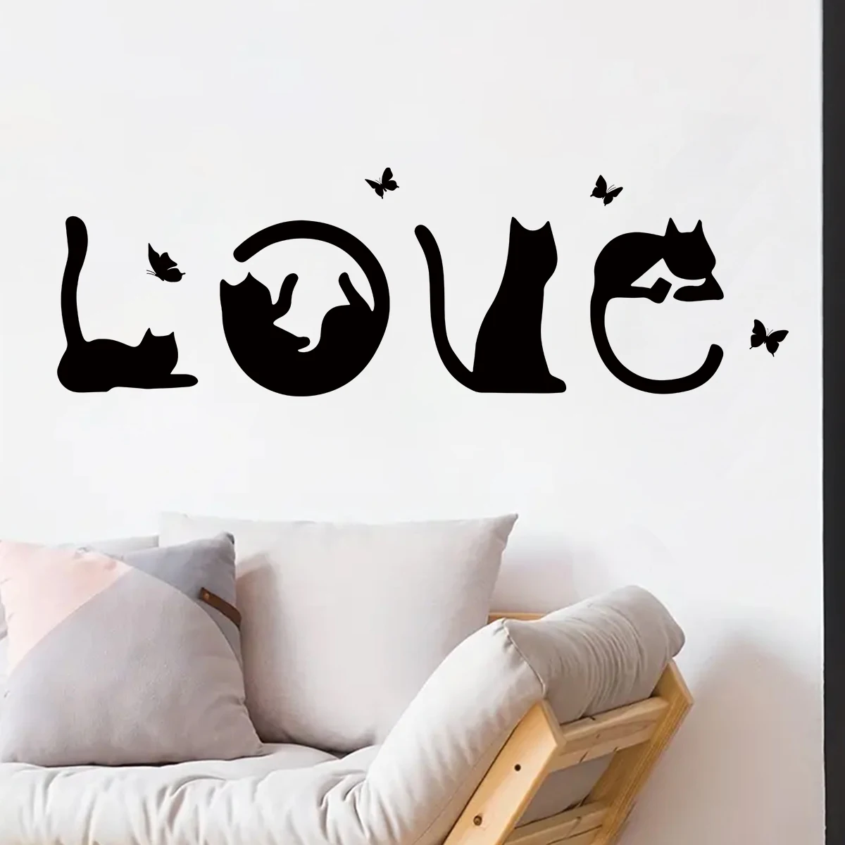 1Pc Cat Love Silhouette Furniture Wall Sticker Children's Home Decor Accessories Living Room Bedroom Decoration Kids Room DIY