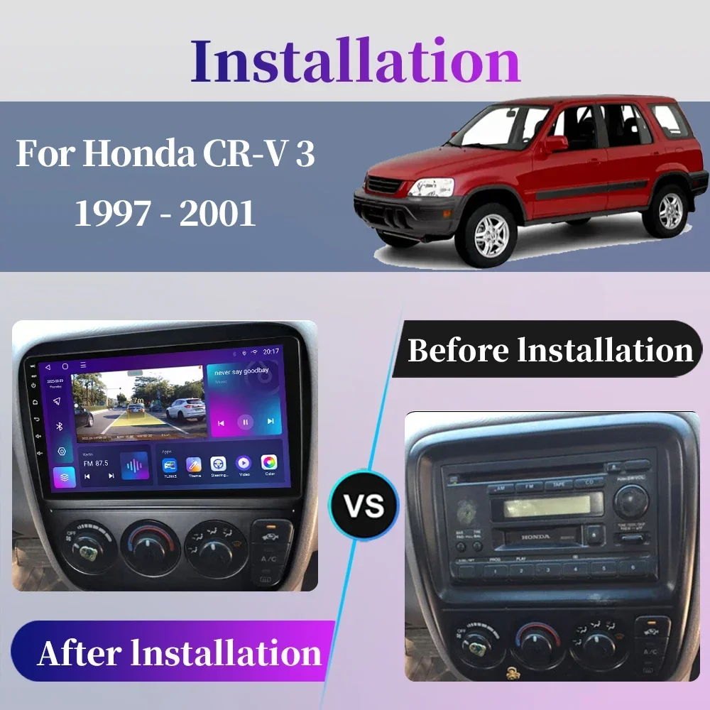 For Honda CR-V CRV 1997 - 2001 Car Radio Android Multimedia Player GPS Navigation Carplay Screen Auto Stereo Intelligent System