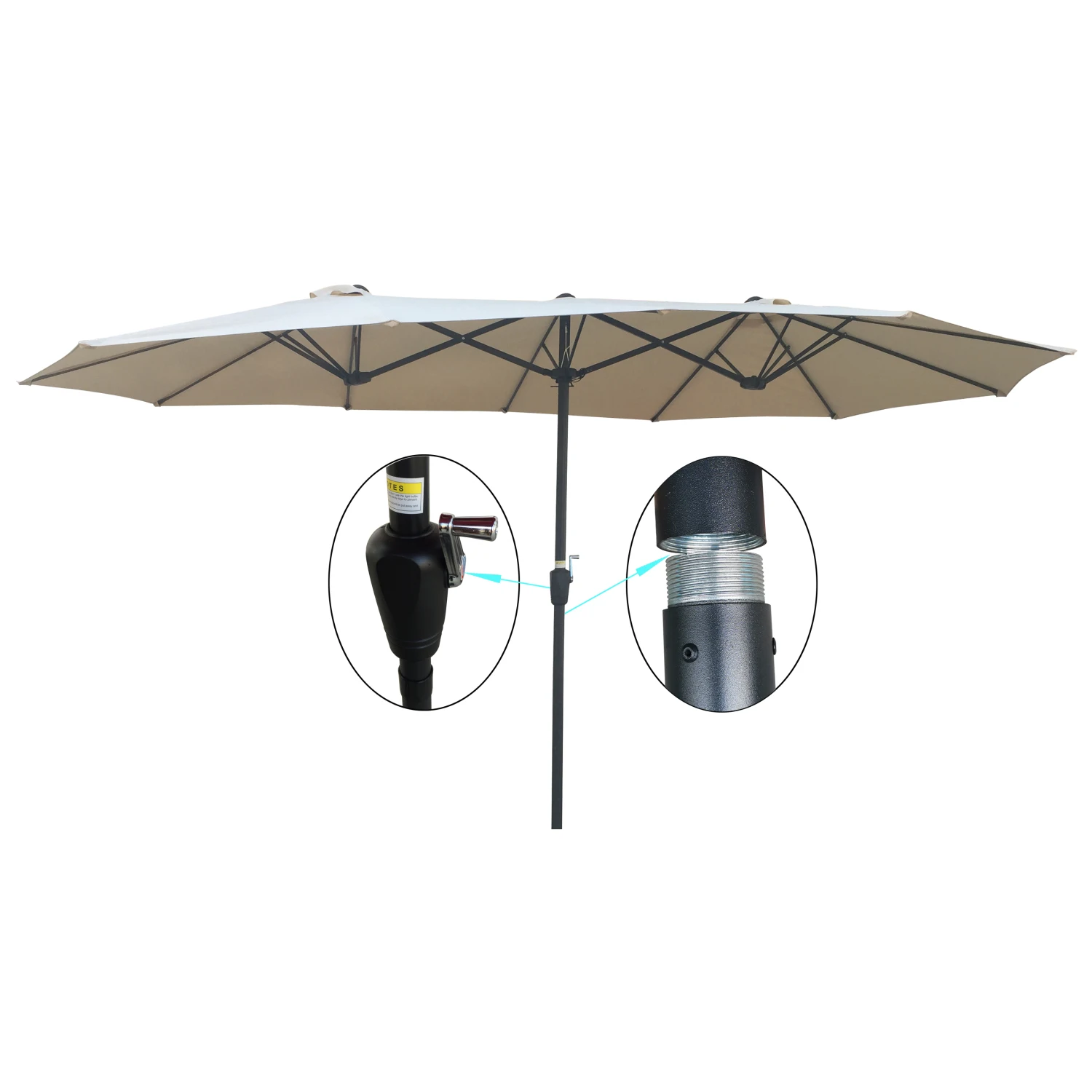 15x9Ft Double-Sided Patio Umbrella Outdoor Market Table Garden Extra Large Waterproof Twin Umbrellas with Crank and Wind Vents f