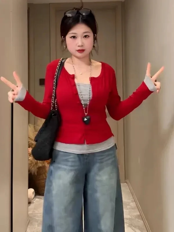 

plus Size Women's Korean Sle round Ne Long Sve Knitted Sweater Slim Fit Inner Wear Top Autumn Winter Faion plus Size