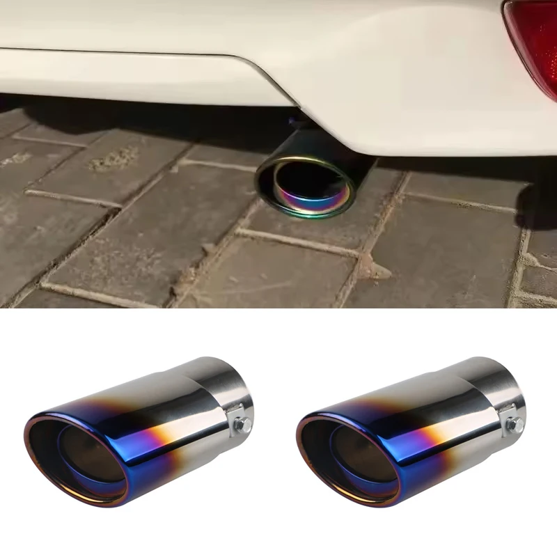 2Pcs Universal Silencing Exhaust Muffler Tip Stainless Steel Car Tail Throat Pipe Auto Modified Exhaust Accessory