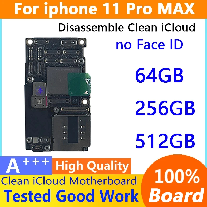 Full Chip Motherboard for iPhone 11 Pro Max, 100% Winking Board, Face ID, Unlocked Logic, IOS, Clean Free iCloud, replacement