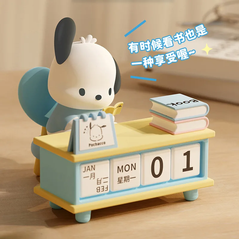 Sanrio Kuromi Pochacco Desk Calendar Series Ornaments Cute Pacha Dog Tabletop Ornaments Birthday For Children New Year Gift