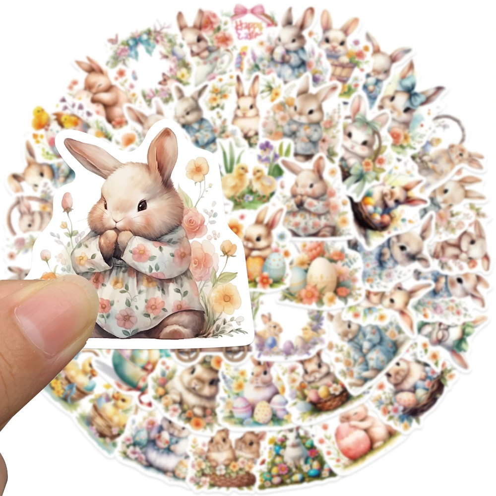 50pcs Easter Egg Bunny Sticker Cartoon Funny Decal For Fridge Closet Wallet Envelope Label Decoration Sticker Holiday Gift Toy