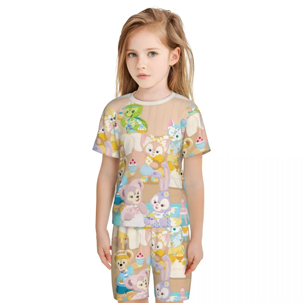 boy's girl's Pajamas Set Disney Duffy Bear Down Tops and Shorts Pajama 2 Piece Pyjama Nightwear Loungewear