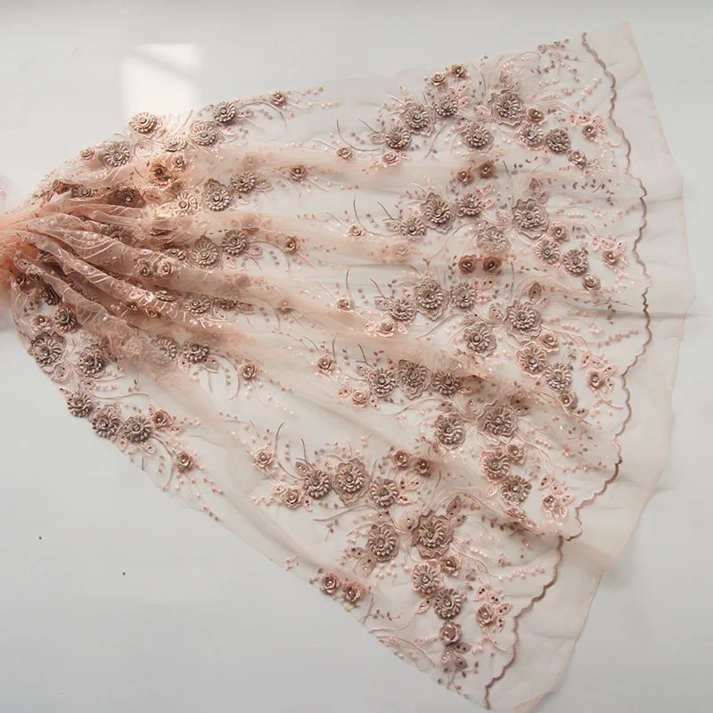 

Высококачественная мягкая сетчатая кружевная ткань, трехмерная вышивка, ткань с цветком розы, модные платья, ткани