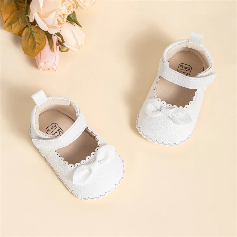 Adorables zapatos Mary Jane para niñas con detalle de lazo dulce y cómoda suela antideslizante para primeros pasos