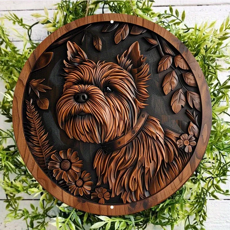 

Yorkie Dog Round Aluminum Wall Sign, UV and Scratch Resistant, Easy-Hang, Outdoor and Indoor Decor, Decorative Wall Poster