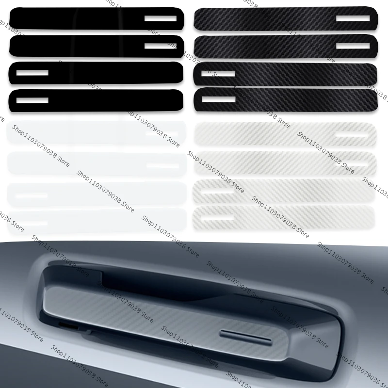 For Polestar 2 2021 2022 2023  Interior door Handle sticker Black Carbon Fiber Door Handle Cover Frame Protection sticker