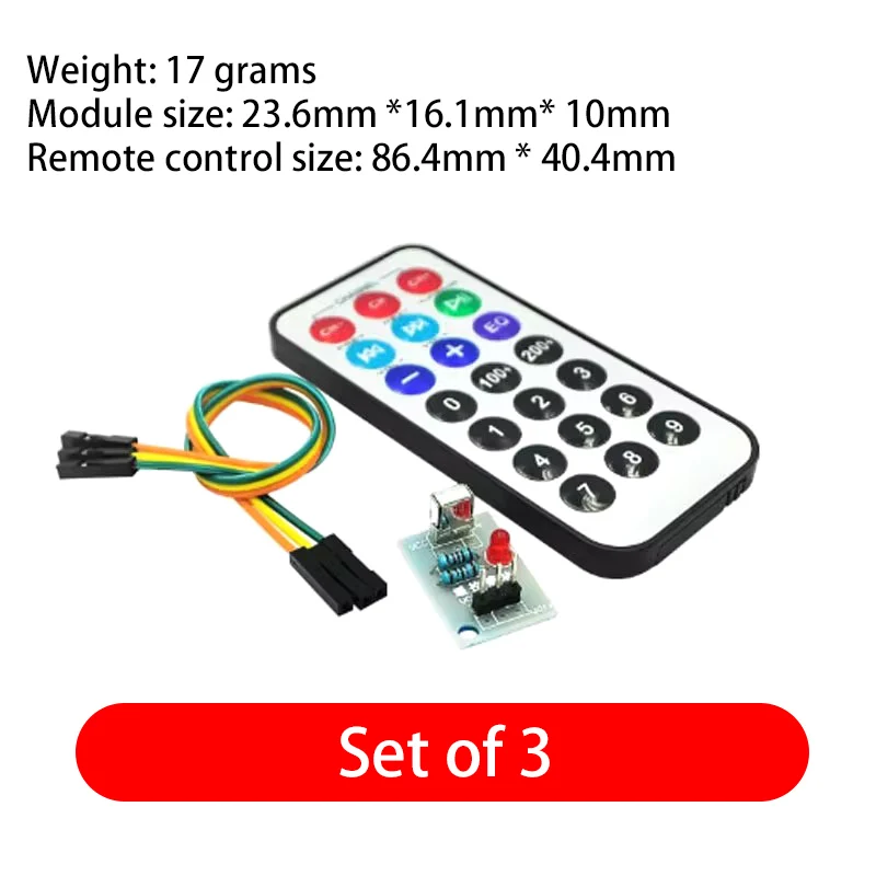 3-piece set, single-chip Infrared Remote Control Module + Receiver HX1838 + Coding Infrared Remote Control