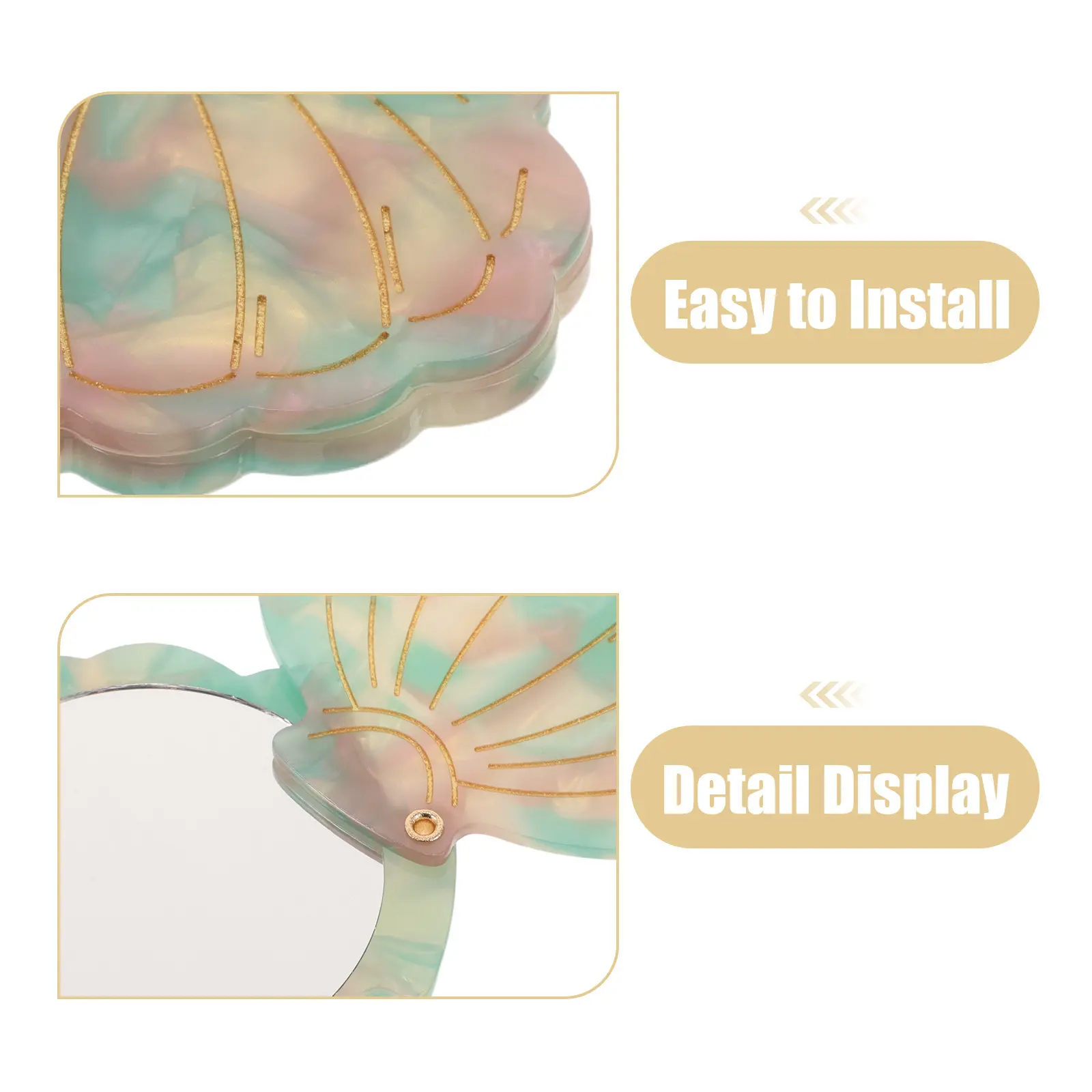 Compact Shell Pattern Acetate Makeup Mirror Portable Slim Mirror for Travel Purse Vanity Makeup Mirrors for Women
