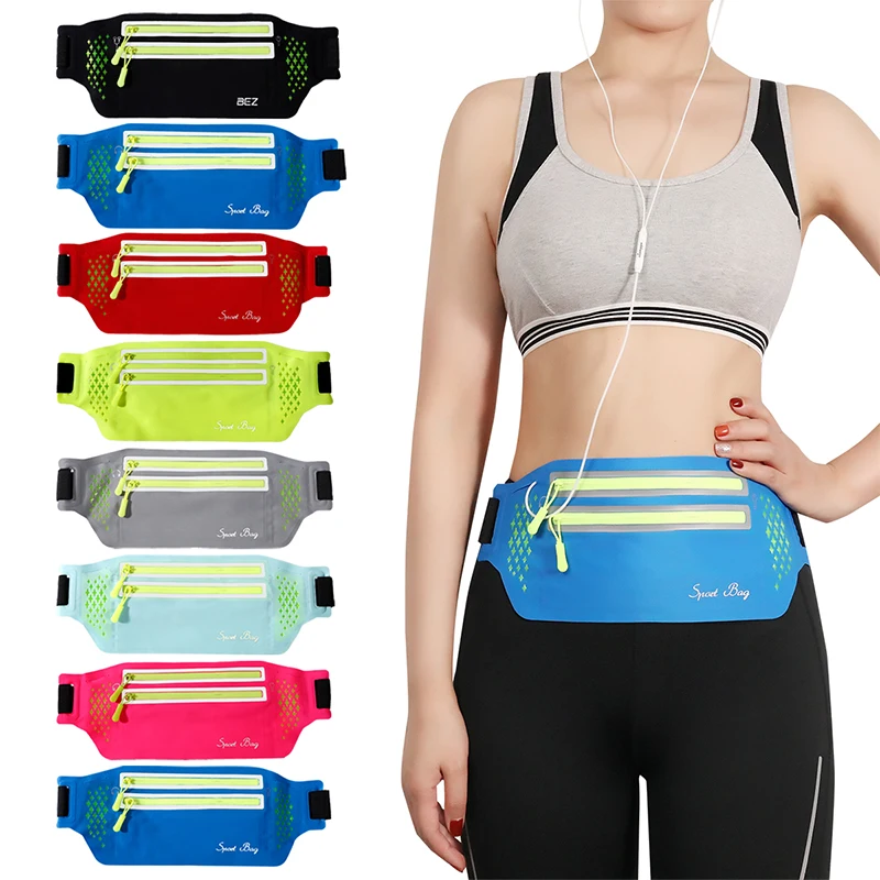 for 5.9-6.8 Inches Phone Running Fanny Pack Belt Water Resistant Sport Portable Waist Bag Pouch 2 Zipper Pocket Case Cover Funda