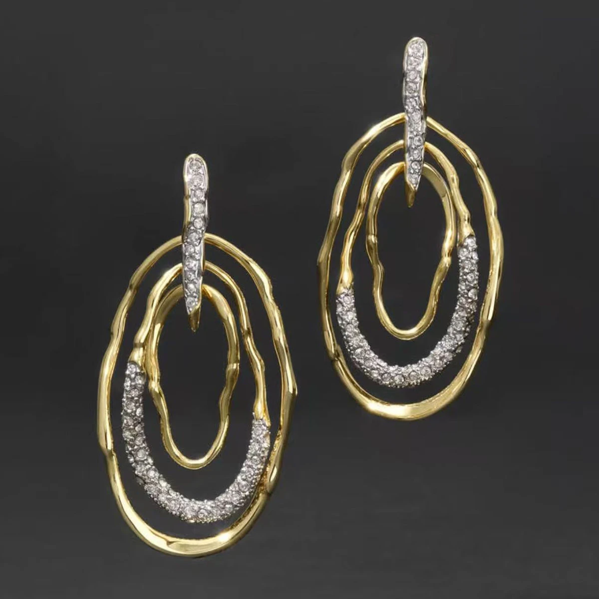 

Europe America Fashion Gold Silver Diamond Earrings Woman Banquet Designer Jewelry