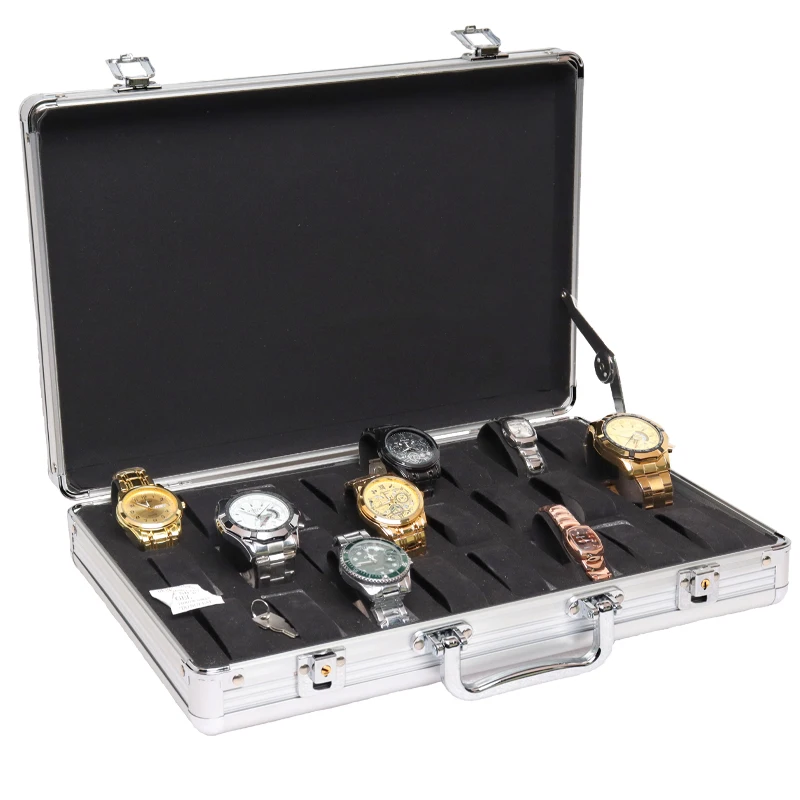 6/12/24Grids Aluminum Alloy Box For Watch Pick Up Watch Storage Display Box With Multiple Slots