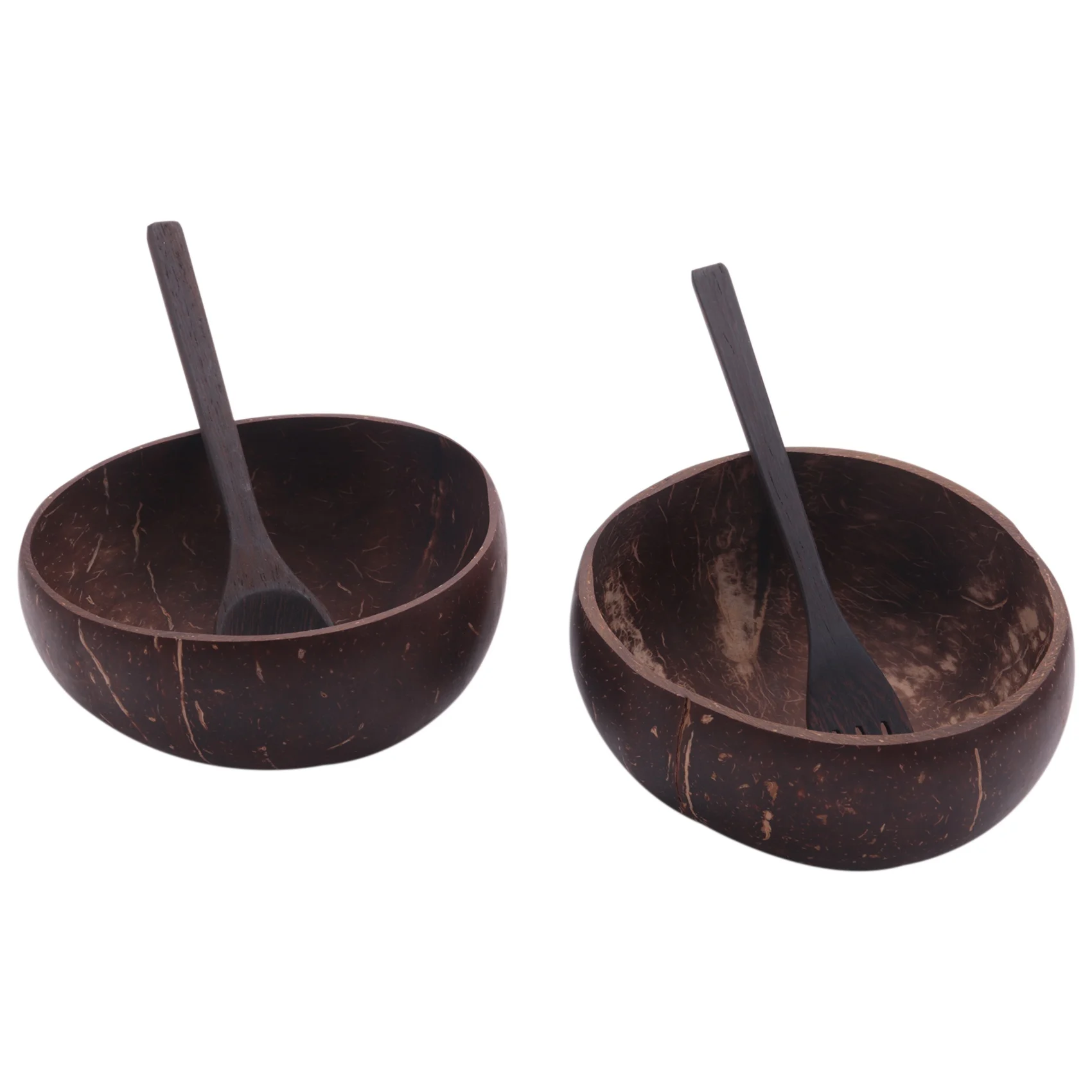 Set ciotole in cocco e forchetta cucchiaio in legno, ciotola vegana organica per insalata, frullato, Buddha, acai, per cucina, sala da pranzo e decorazione