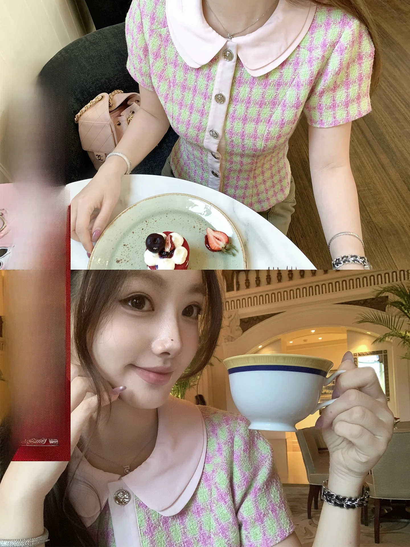 

Bankelili Girl's Caramel a Jennie Doll Collar Thiened Woolen Plaid ort Jaet Casual Slim Fit Polyester Fiber Ladies'...