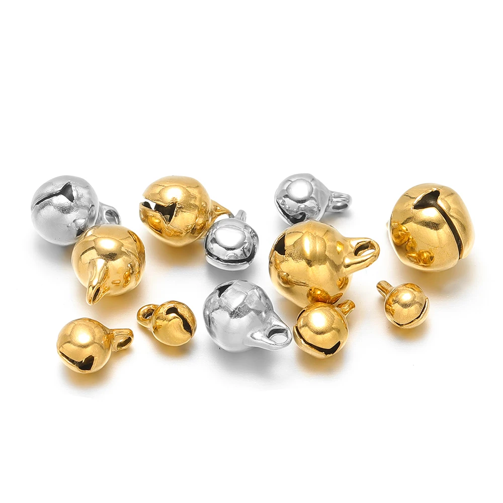 20pcs Stainless Steel Exquisite 5mm 6mm 8mm 10mm Small Bell DIY Jewelry Bracelet Making Jingling Bells Christmas Decoration image 5