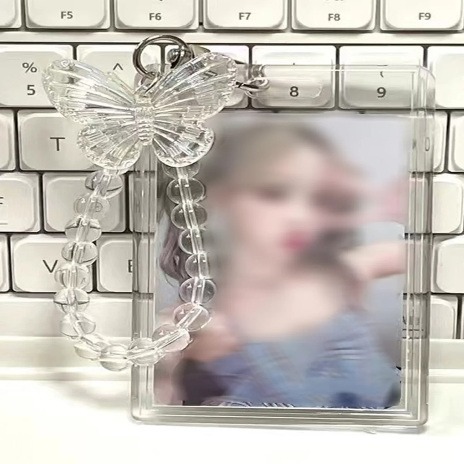 1pc Crystal  Design Photo Holder With Cardholder Protective Sleeve For Credit Card, Id Card, Bank Card, Transit Card Hanging