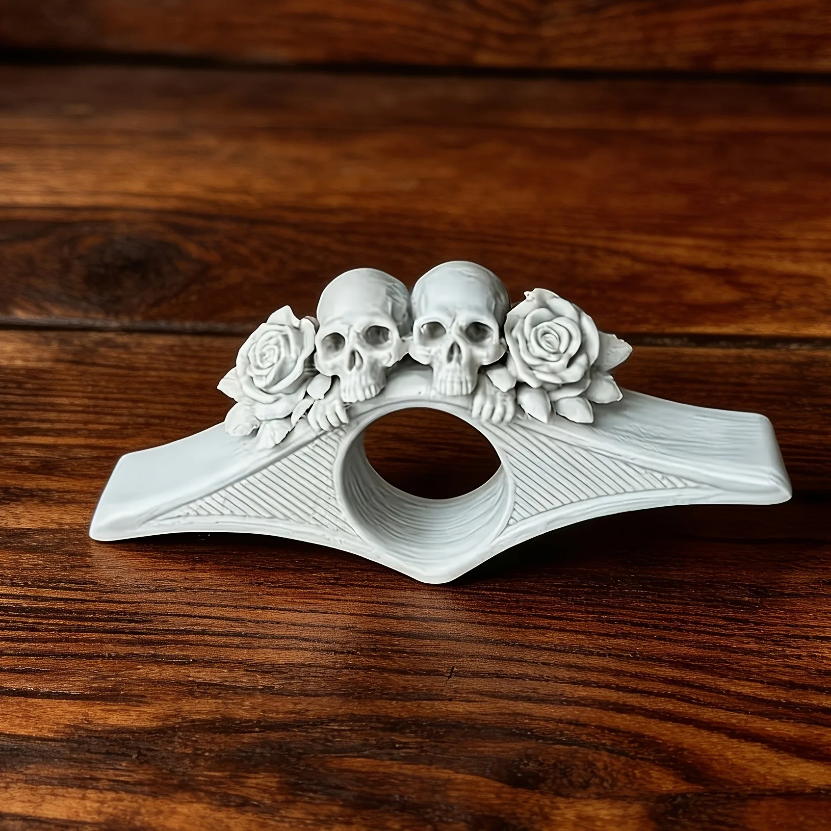 3Pcs Gothic Style Double Skull and Rose Book Page Holder, Reading Ring Bookmark, Book Page Fixing Clamp Reading Helper Tool