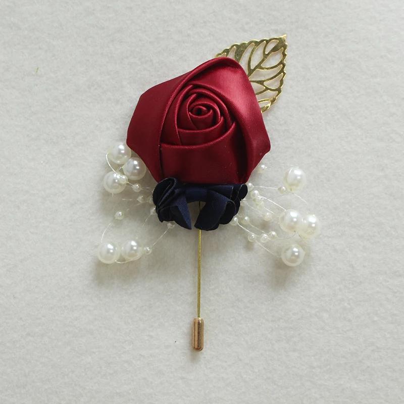 Burgundy Calla Lily Boutonnieres Flowers Brooch Bridal Bridesmaid Artificial Rose Corsage Buttonhole for Men Wedding Accessories image 4