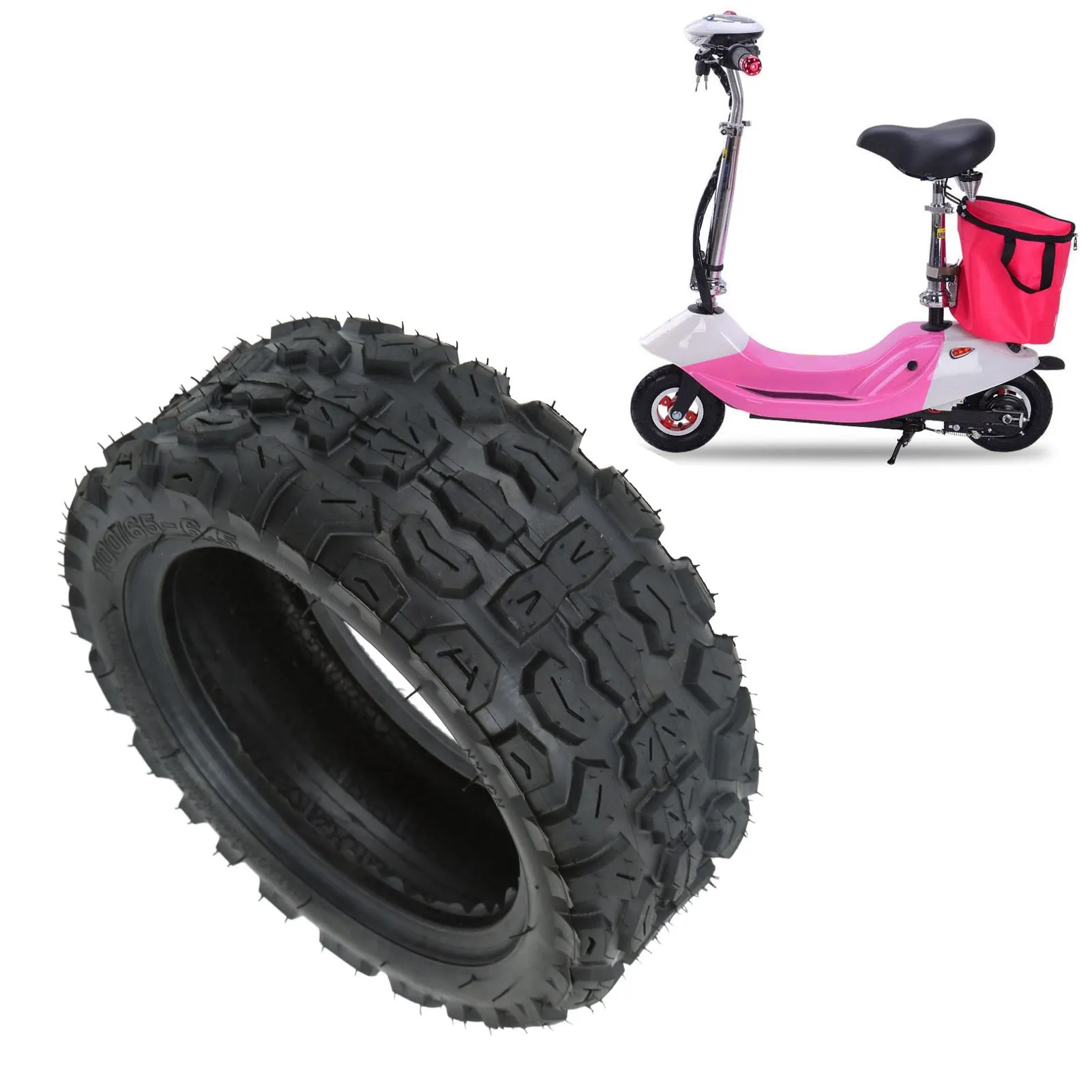 Electric Scooter Tire 100/65‑6.5 Tyre Replacement Anti Skid Off Road Thickened Rubber Vacuum Tire for Snowfield