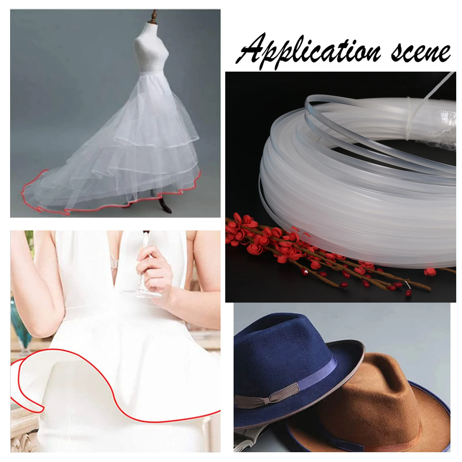 

3-12 Mm Clear Plastic Polyester Bone For Wedding Dress Hem Support, Bra And Underwear Shaping, Hat Contour Shaping