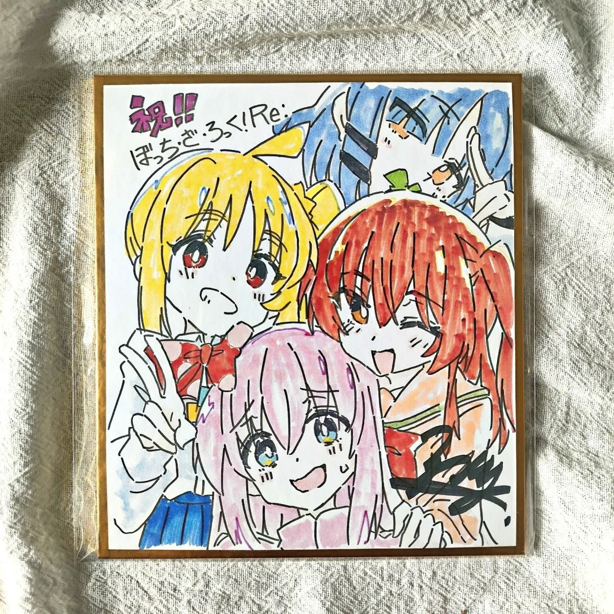 Premium Anime Art Print Cute Hand Drawn Art Print Gold Edge Mini Shikishi Board for Desk Wall Decor Sweet Gift for Anime Fans