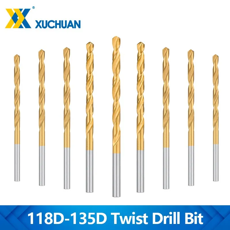  Twist Drill Bit  Titanium Coated HSS Metal Drills HSS Gun Drill Bit For Metal Woodworking Tool Hole Cutter 