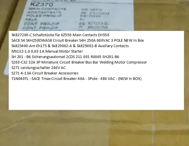 

SK827200-D EH370 KZ370 Main Contacts/Shifter - Brand New with Packaging
