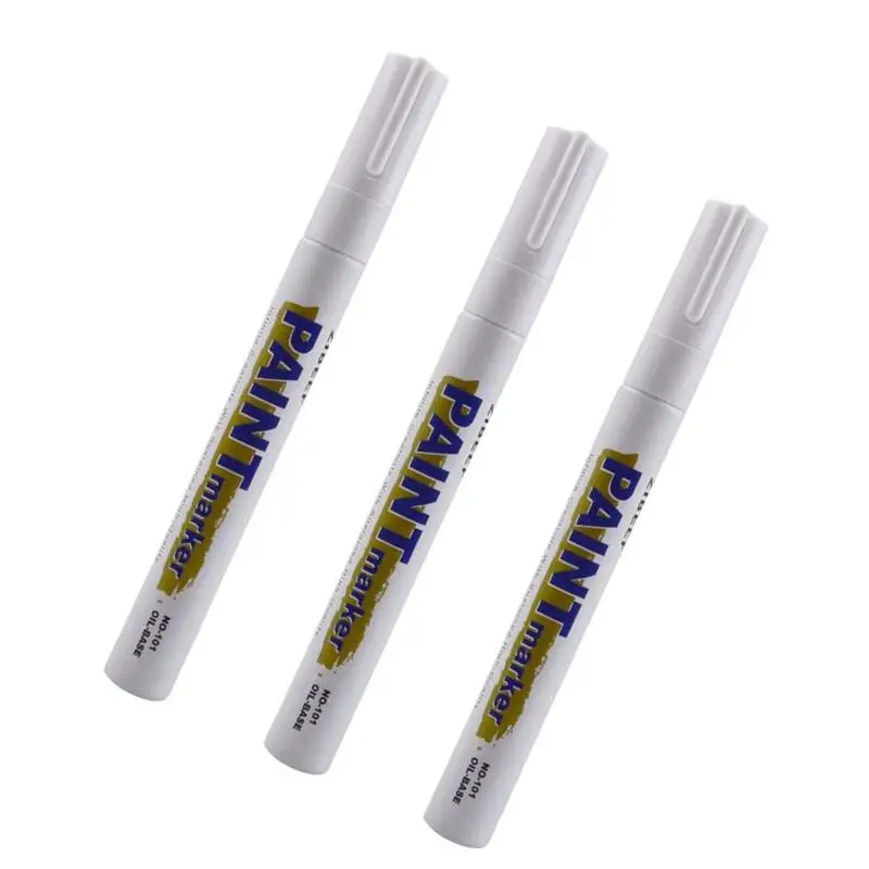 3pcs White Paint Pen Paint Markers Waterproof Car Tyre Oil-Based Paint Pen Set Quick Dry And Permanent