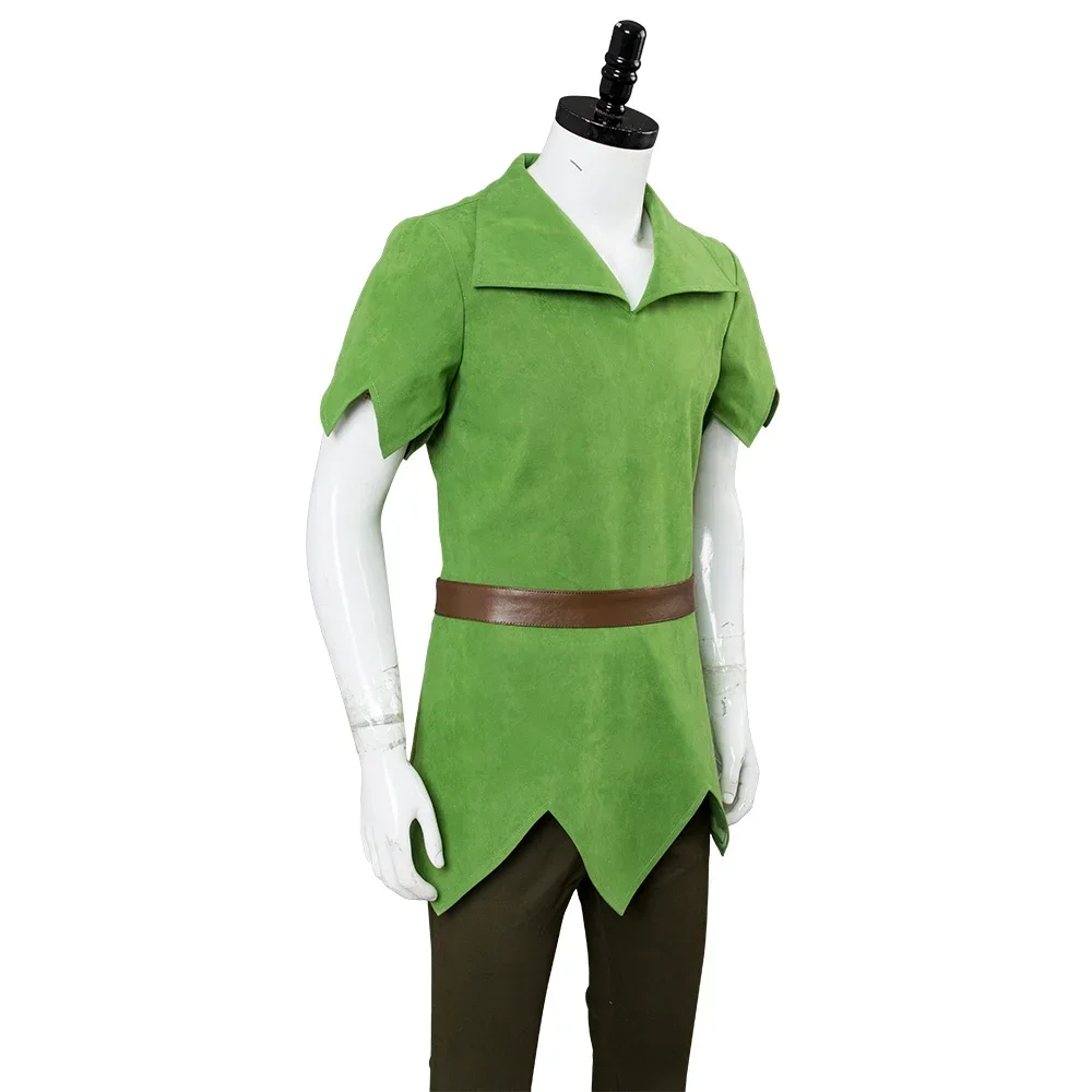 Film Peter Pan Costume Cosplay Vestito Verde Top Pantaloni Cappello Gioco di ruolo Peter Pan Costume di Carnevale di Halloween