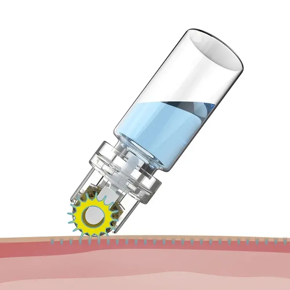 Hydra Roller 64 Pin Micro titanio ha bisogno di punte Derma aghi per la cura della pelle Anti invecchiamento sbiancante bottiglia rullo siero riutilizzabile