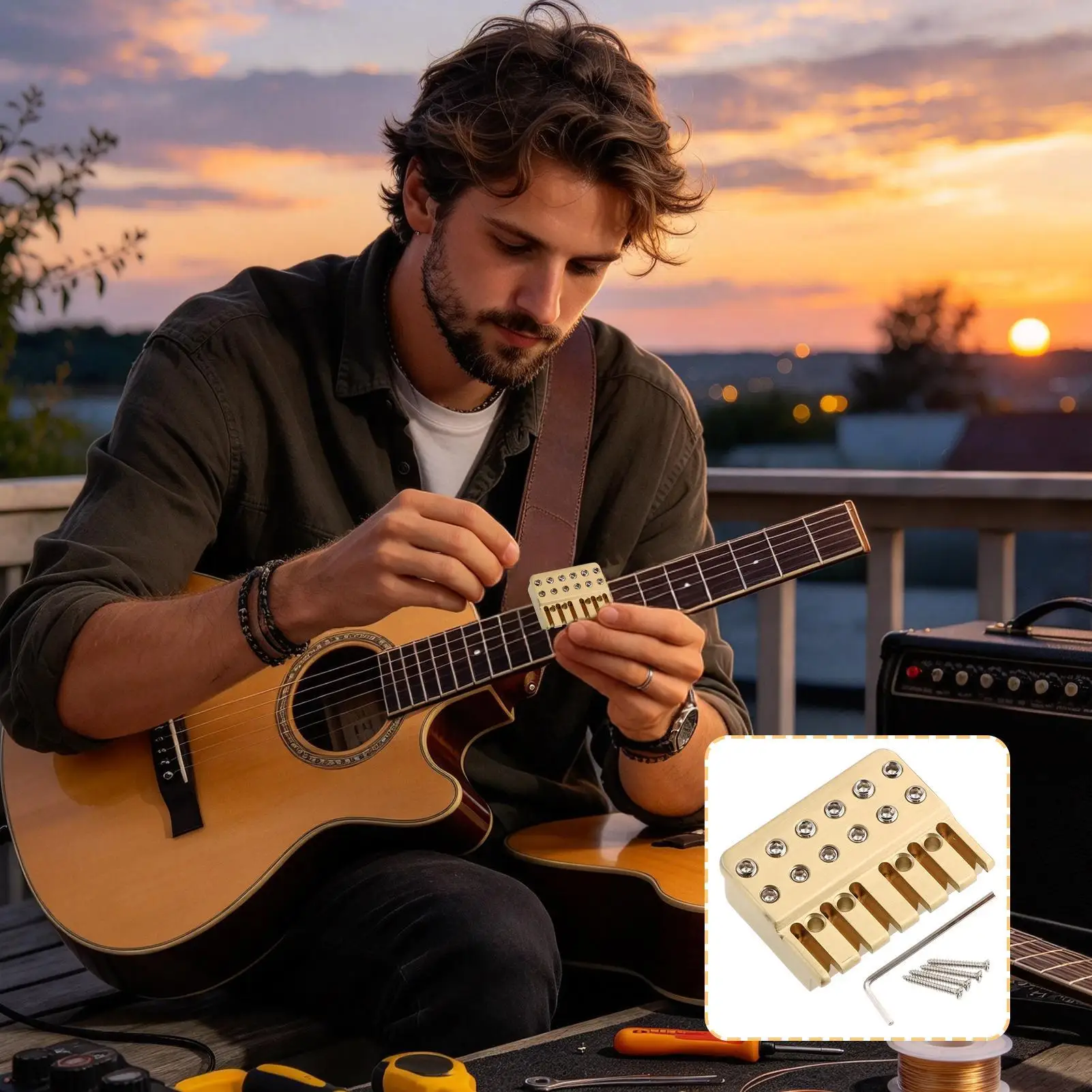 Brass Guitar Mount Locking Anti-Breakage Mount Replacement Parts Headstock String Retainer Bar For Bass Lovers Boyfriend Boys