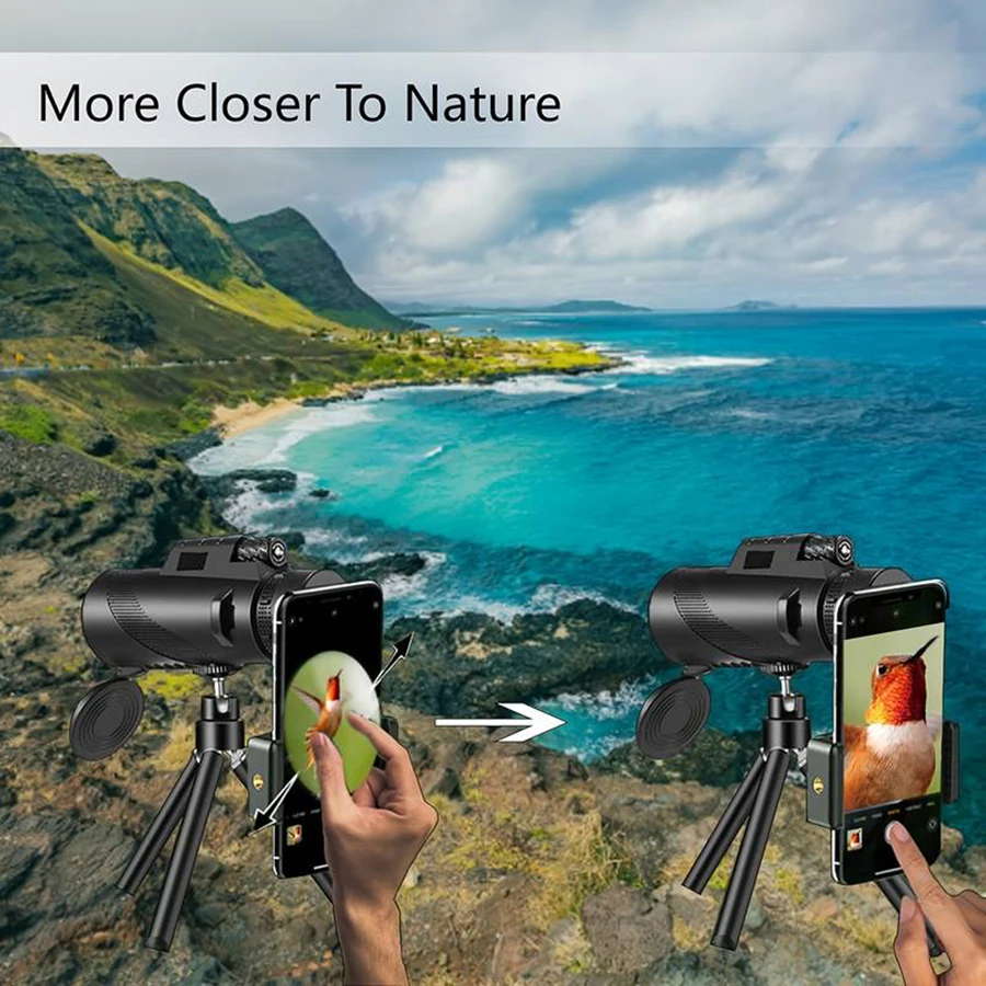 8X42 Telescope Monocular Bak4 Prism IPX4 Waterproof Long Range Powerful For Concerts Competitions Hunting Outdoor Camping