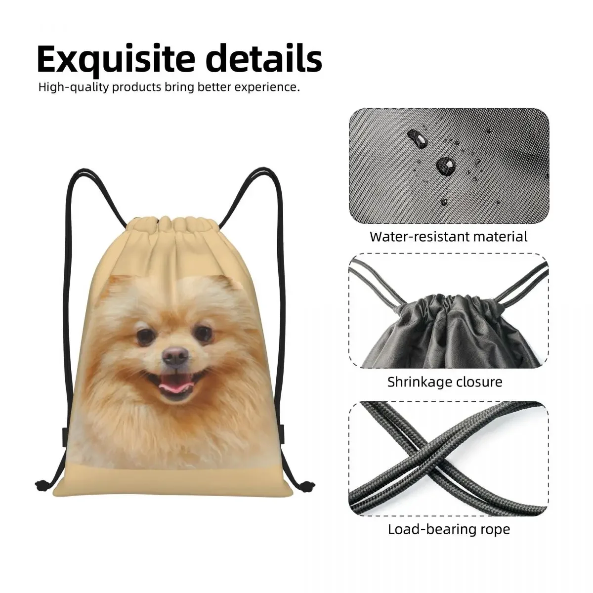 Pomerania-bolsas con cordón para perro para hombre y mujer, mochila de almacenamiento para gimnasio, deportiva, ligera, personalizada