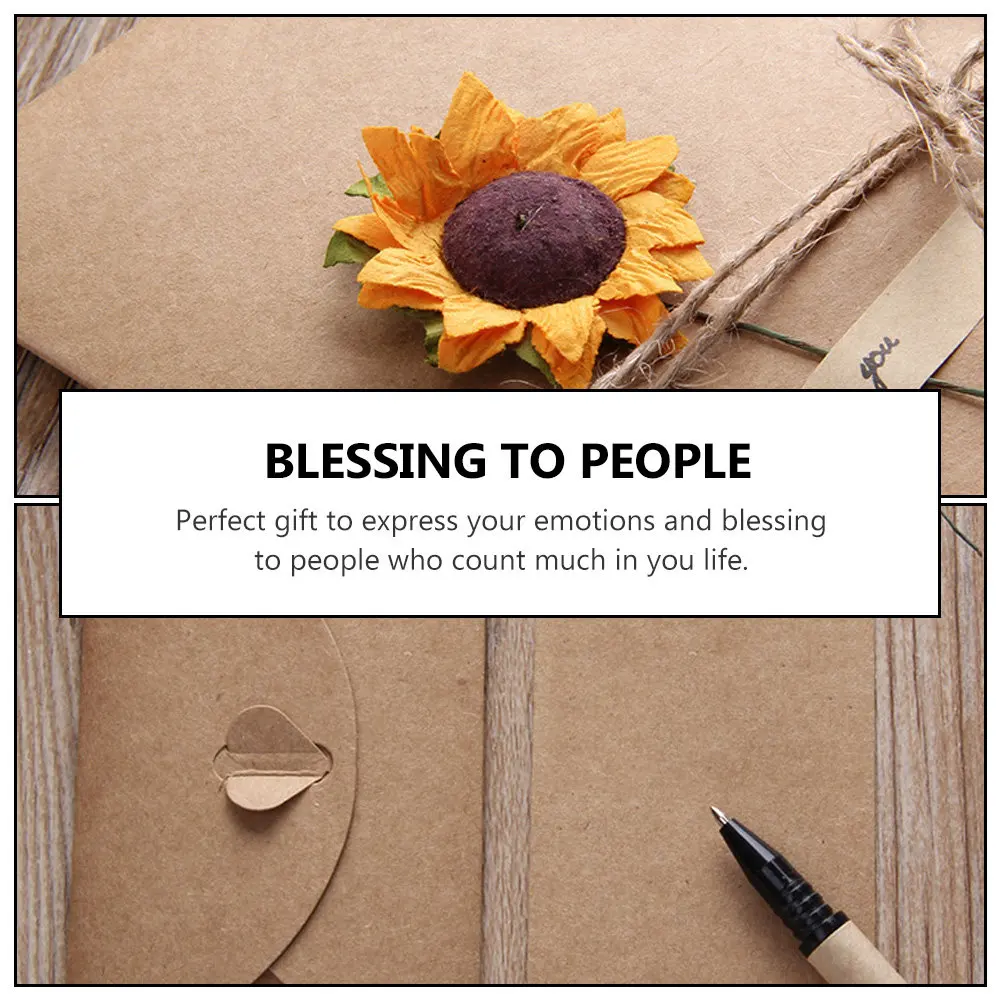 

12Pcs Vintage Floral Greeting Cards Kraft Paper Set Romantic Thank You Notes Birthday Festival Blessing Cards with Matching