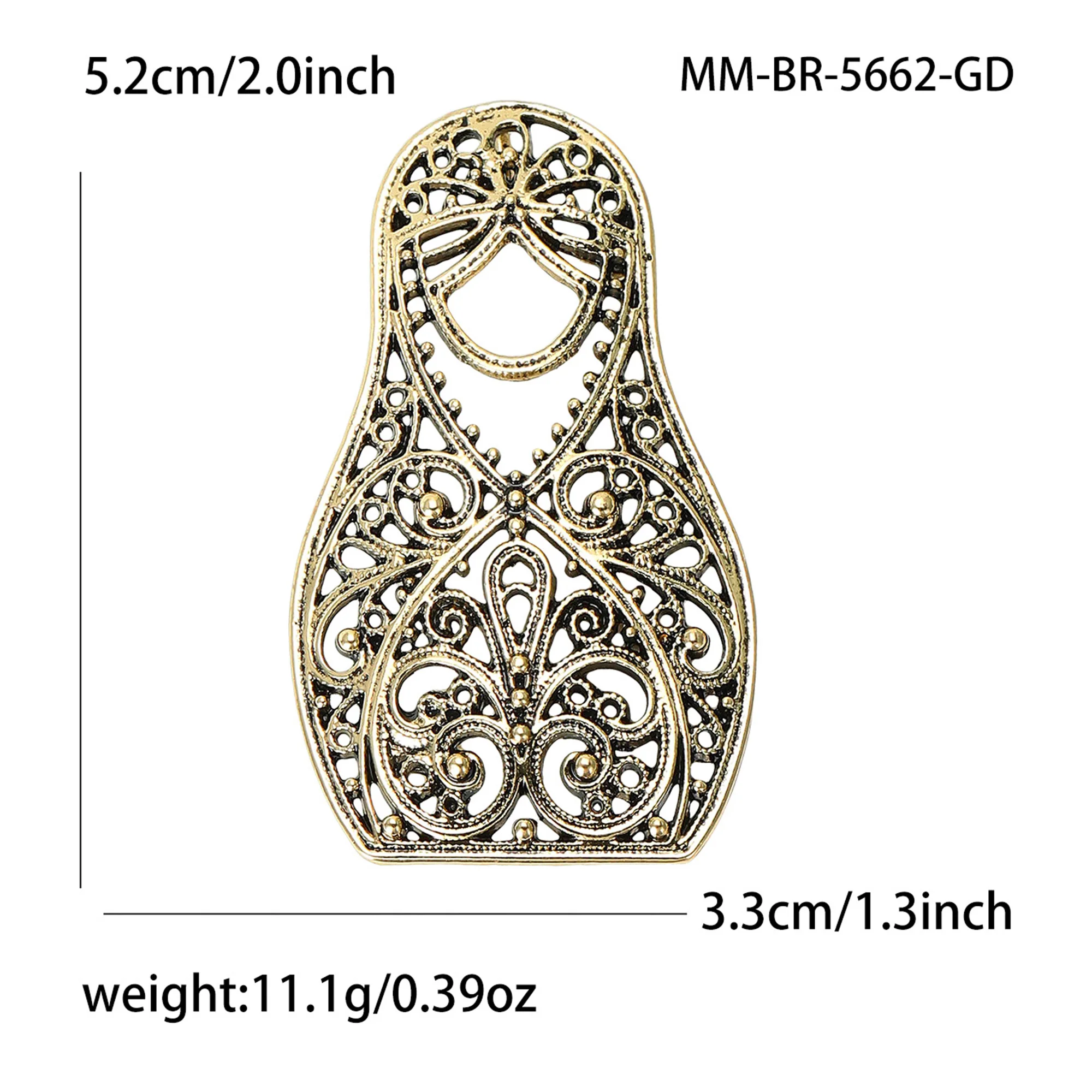 Beaut&Berry Trendy Russian Nesting Doll Brooches for Women Unisex Figure Pins Casual Party Jewelry Accessories Gifts Decoration image 5