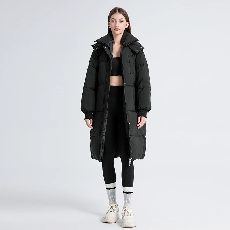 Winter Long Jacket for Women Solid Hooded Cotton Padded Super Warm Parka Bubble Coat 2024 Hot Sales