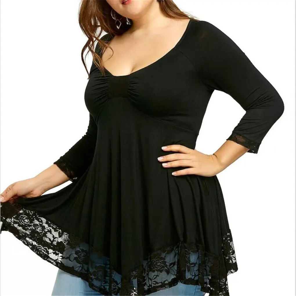 Fashionable Large Size Women V Neck Dress Stylish And Elegant Easy To Clean Versatile And Stylish Black 5XL