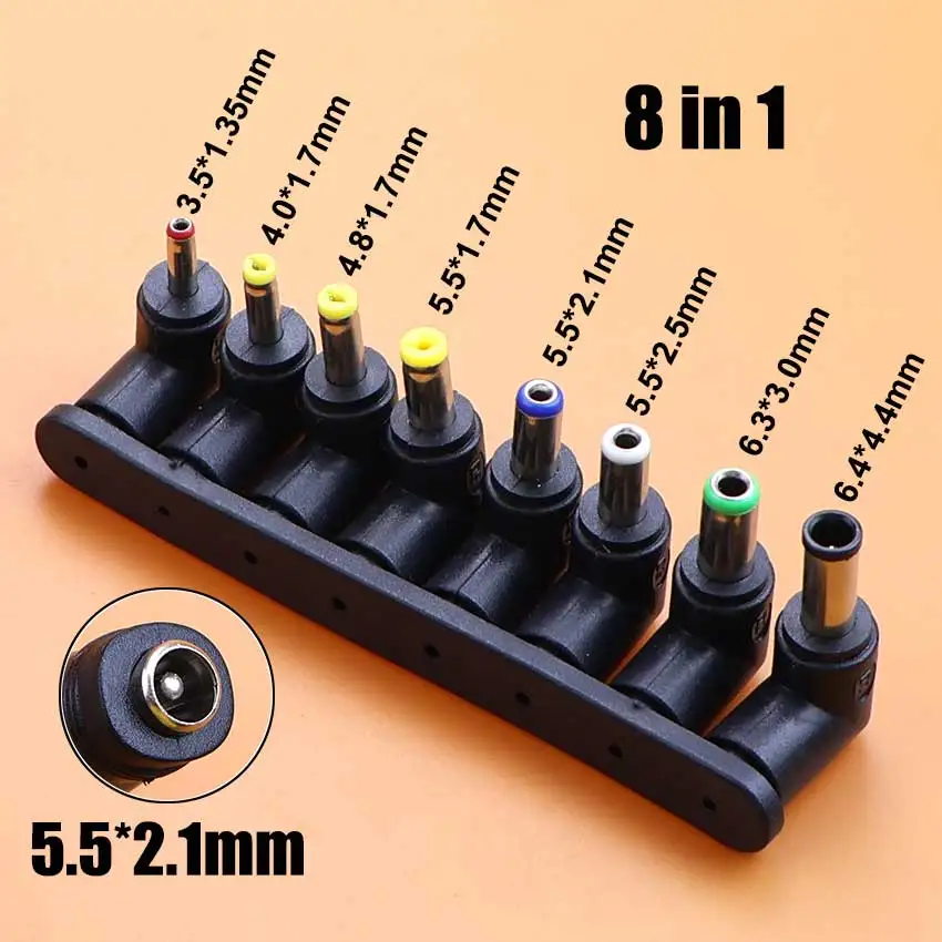 Universal 5.5mmx2.1mm DC Power Plug Adapter Kit Multi-Type Laptop Charging Connector For Lenovo Notebook Tablet CCTV LED Strip