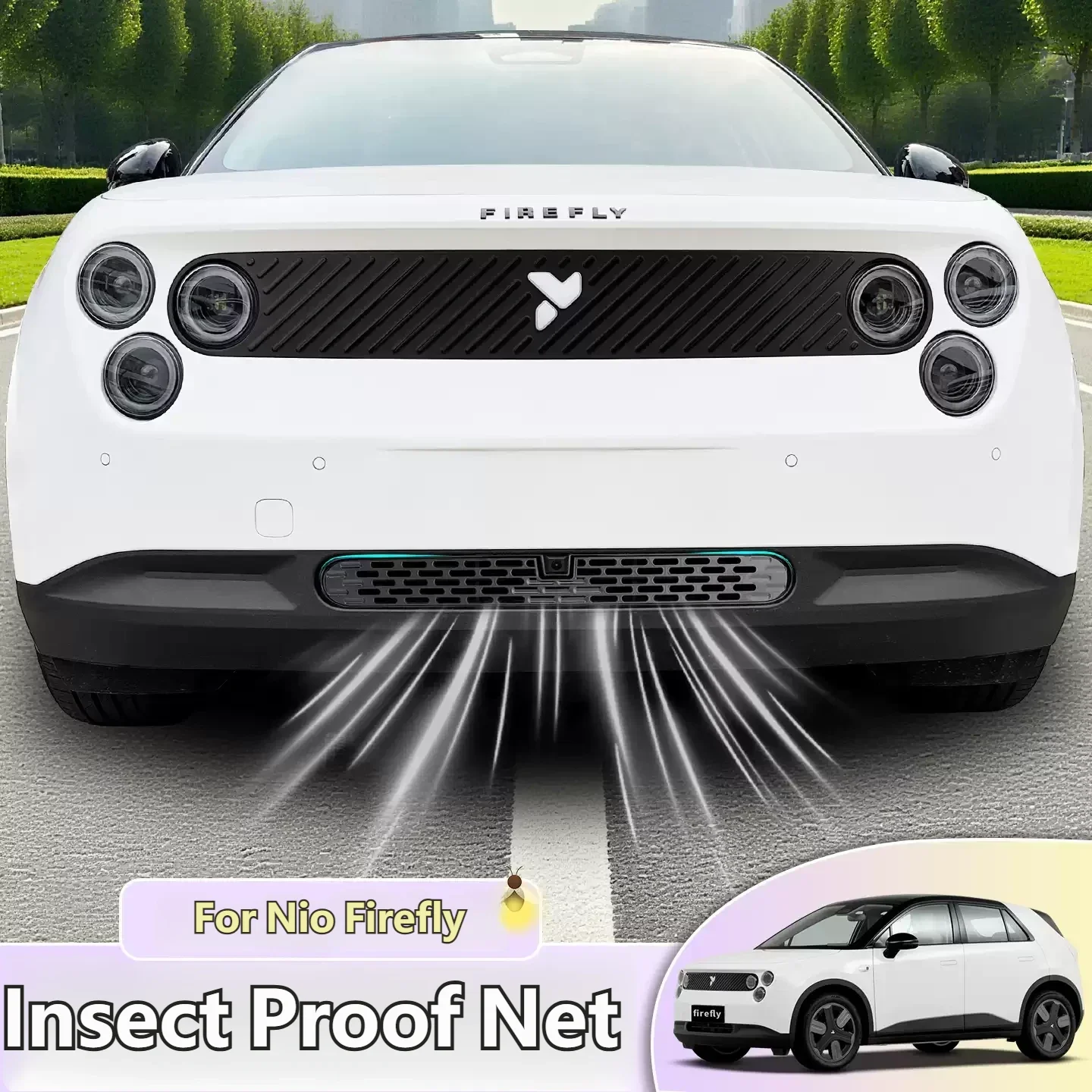 For Nio Firefly Insect Proof Net No Drill Water Tank Grille Front Grille Modified Car Grille Mesh Decoration Accessories
