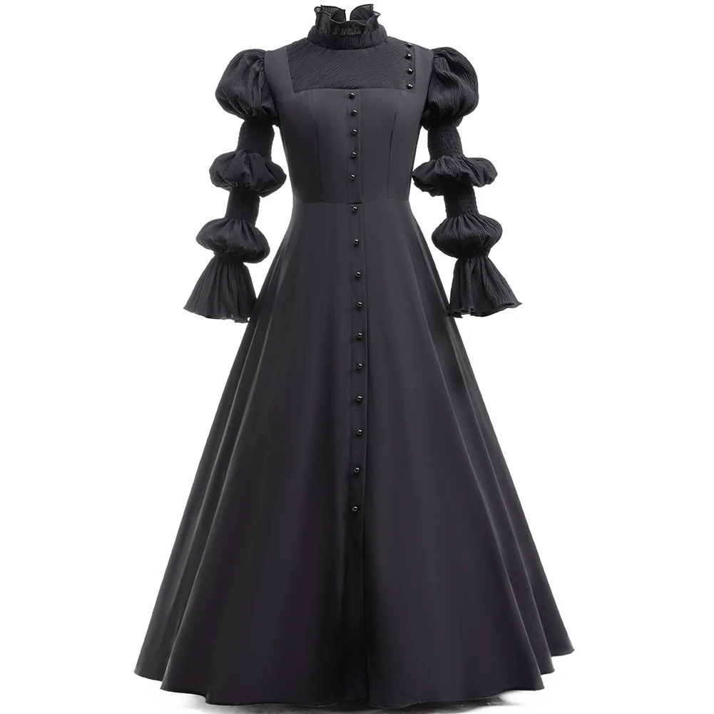 

Women's Halloween Costume Long Dress Wedding Gown Black Family Cosplay Costume Adult Gothic Victorian Dresses for Women S M L XL