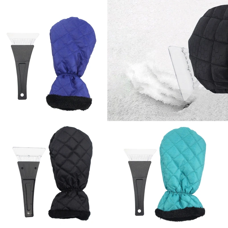 

Car Windshield Waterproof Snow Scraper Glove with Thick Lining Ice Snow Mitt with Handle Scratch-Free Winter Accessories