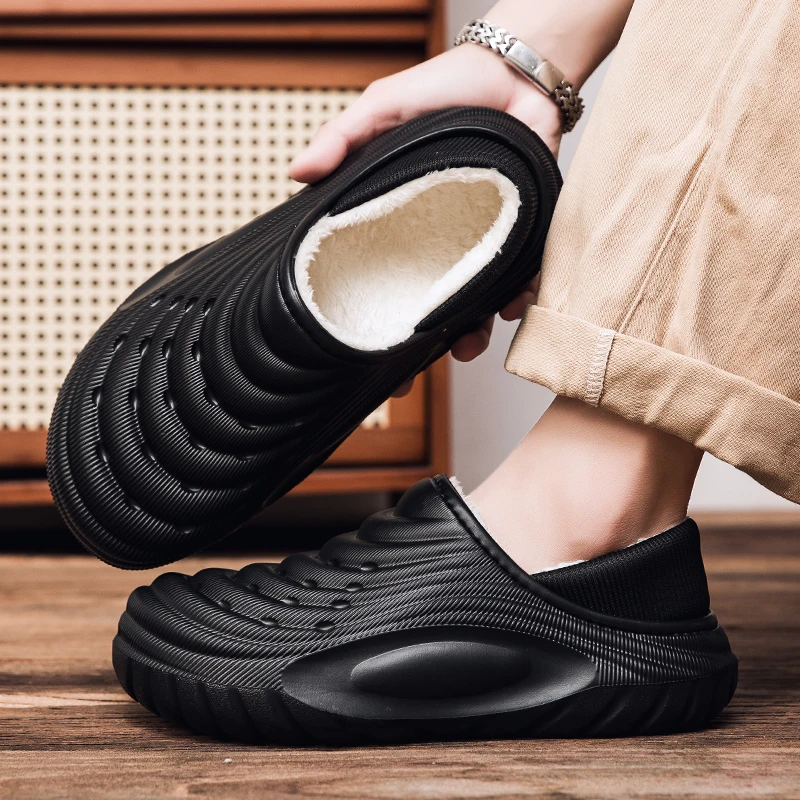 رجل القطن قباقيب الشتاء الدافئة نعال قماش للرجال مكافحة زلق مقاوم للماء منزل الشرائح عادية الانزلاق على أحذية قطنية للرجل #4